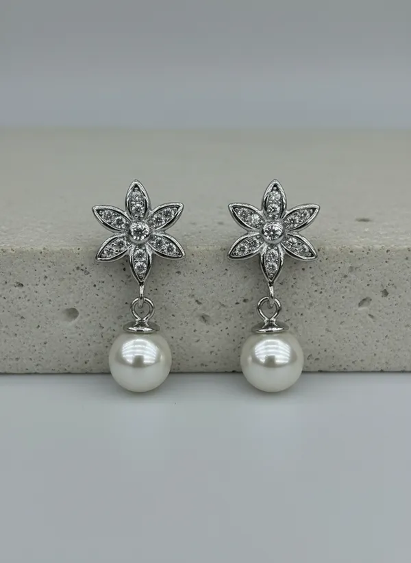 Silver_Flower_Pearl_Drop_Earrings_925_Sterling_Silver